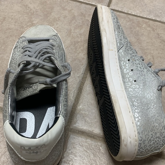 P448 John Metallic Leopard Print Suede Leather Low Top Sneakers - Picture 8 of 16